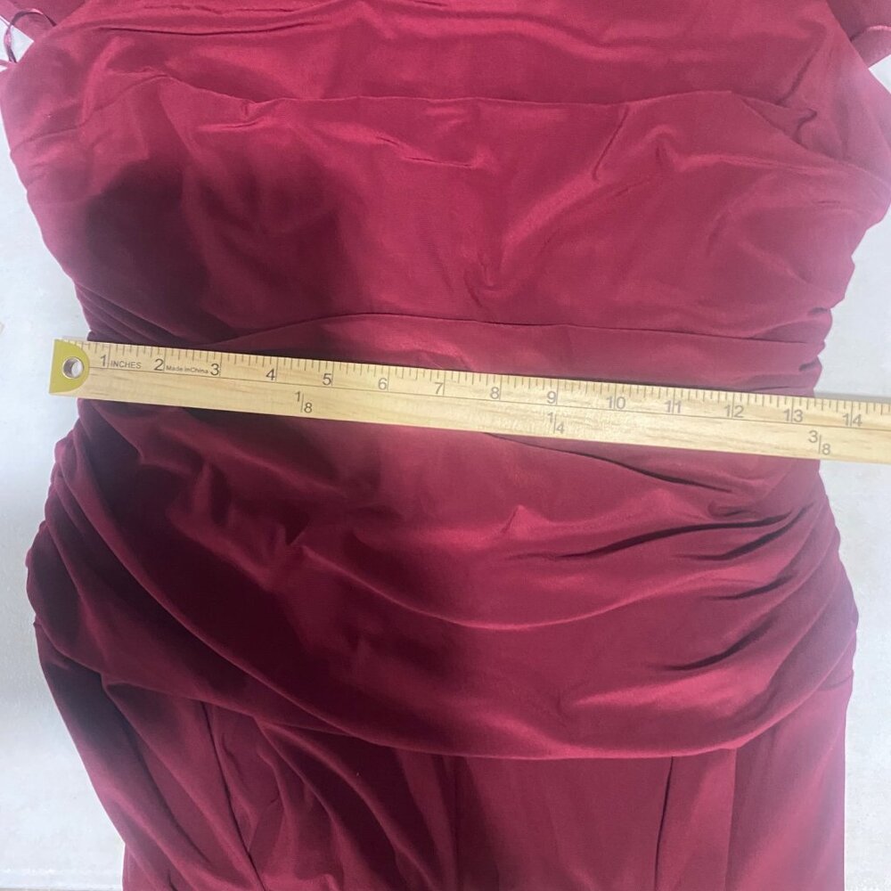R&M Richards Jumpsuit Size M Burgundy Rhinestone Ruffle - Picture 7 of 13